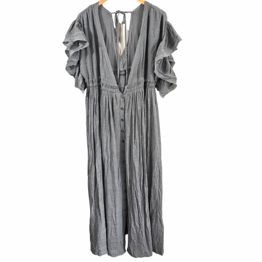 Sweet Lovely by Jen Deep V Neckline Buttondown Flowy Maxi Dress Size